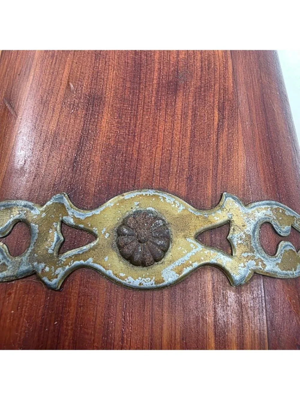 Vintage Cedar Jewelry Trinket Box Ornate Brass Hardware